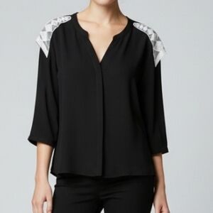 Covington  Dressy Black Top With Shoulder Accents Size XLP